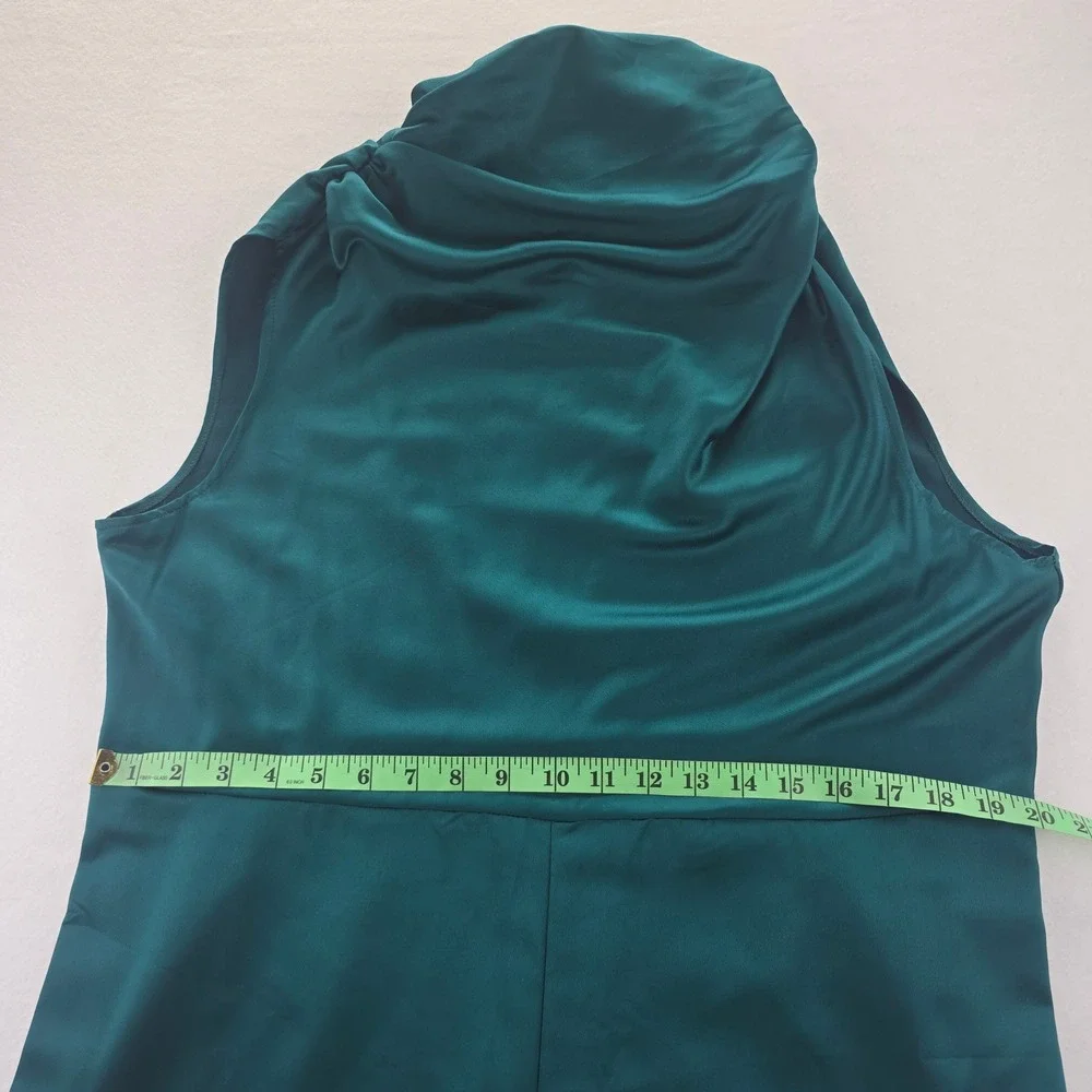 ASOS Sleeveless Teal Green Cowl Neck‎ Wide Leg Jumpsuit Culotte Women's Size 10